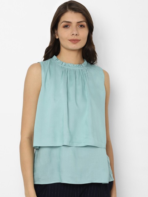 

Allen Solly Woman Blue Pure Cotton Regular Top