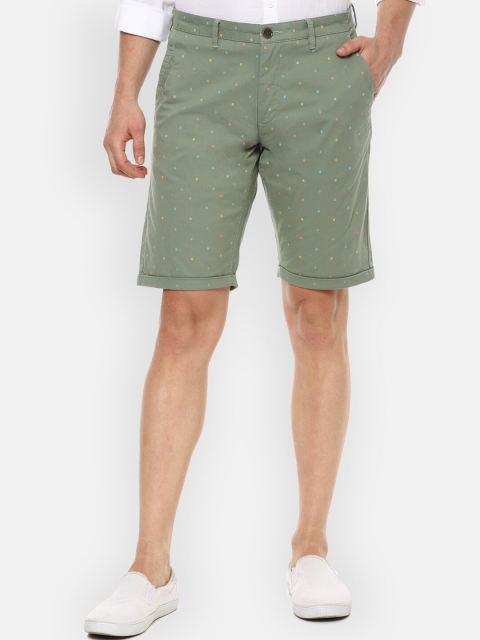 

Louis Philippe Mens Solid Green Cotton Shorts