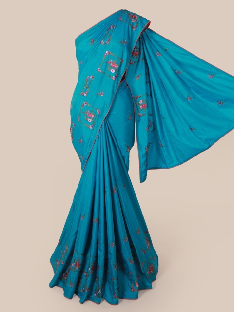 

Pothys Blue Embroidered Art Silk Saree