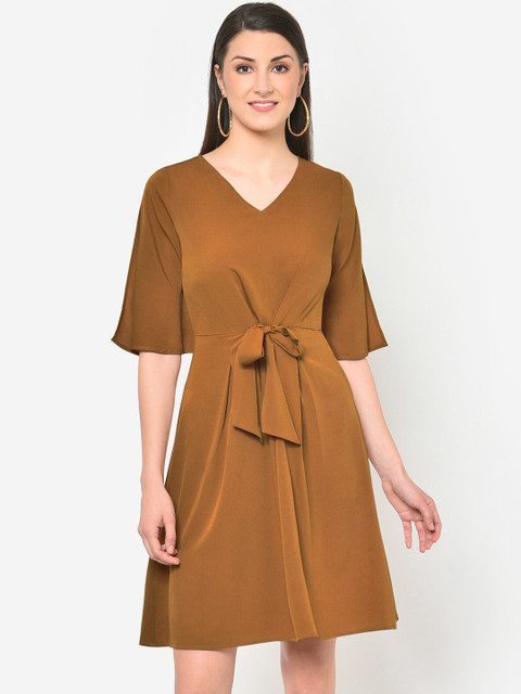 

Martini Women Brown Solid A-Line Dress