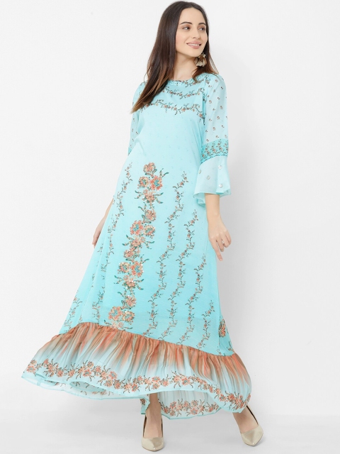 

ZOLA Women Blue Floral Printed Maxi Dress