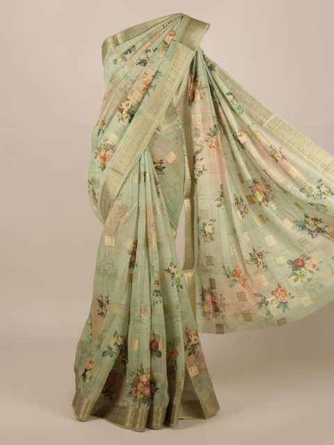

Pothys Green Pure Silk Woven Design Tussar Saree