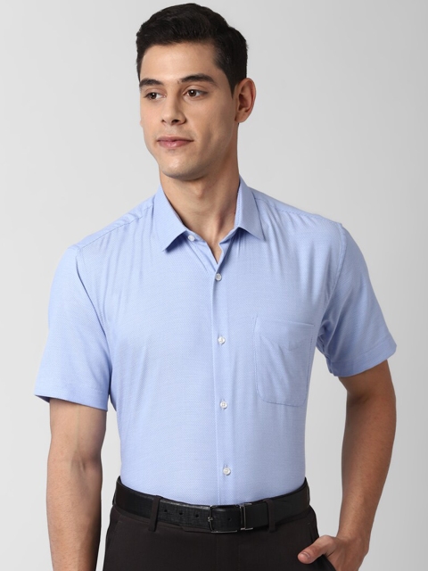 

Peter England Men Blue Regular Fit Self Design Formal Shirt