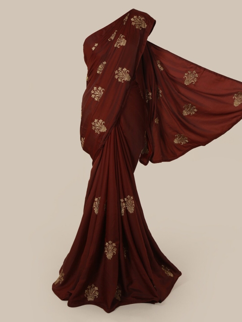 

Pothys Maroon Embroidered Art Silk Saree