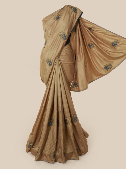 

Pothys Tan Brown & Blue Art Silk Embroidered Saree