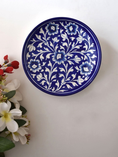 

Neerja Blue & White Floral Hand-Painted Handmade Pottery Wall Plate