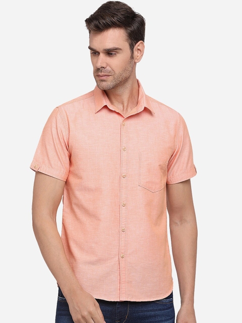 

Greenfibre Men Orange Slim Fit Solid Cotton Casual Shirt