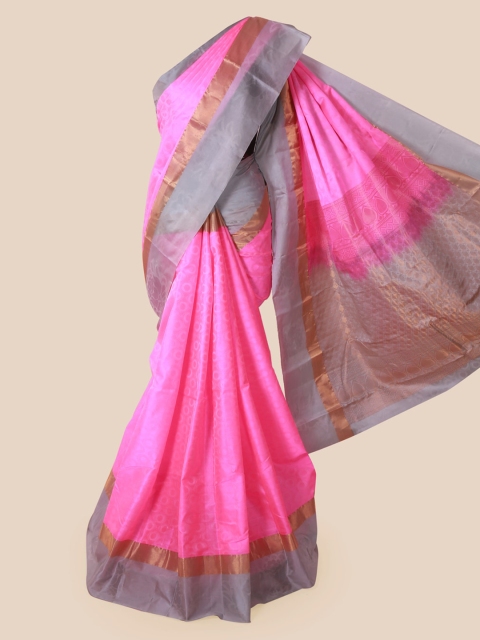 

Pothys Pink & Grey Pure Silk Printed Saree