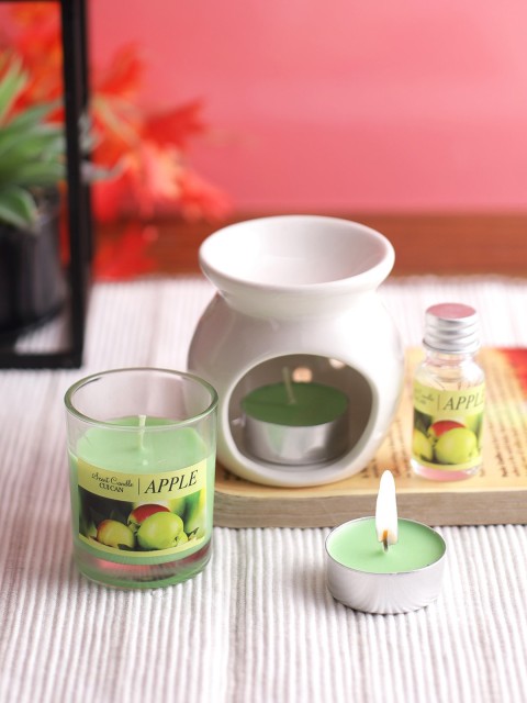 

Aapno Rajasthan White & Green Tealight Holder