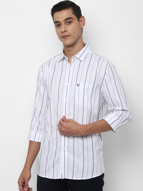 

Allen Solly Men White & Navy Blue Slim Fit Striped Casual Shirt