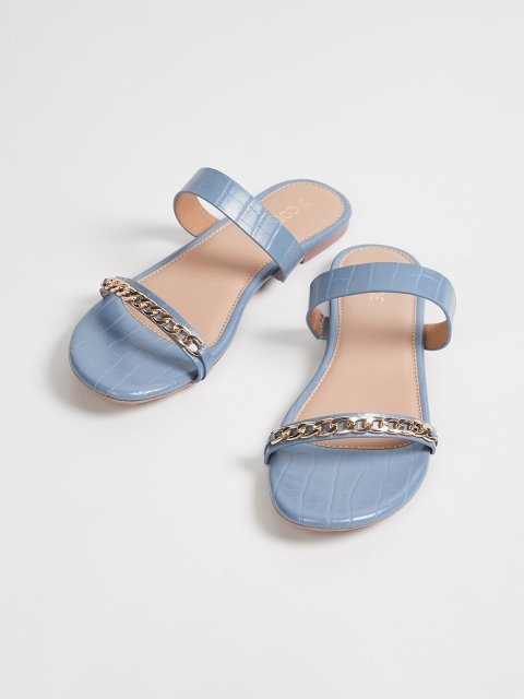 

CODE by Lifestyle Women Blue Embellished PU Open Toe Flats