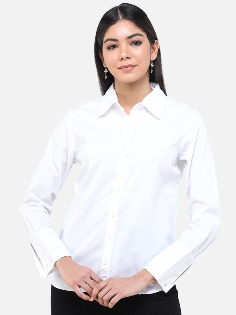 

DECHEN Women White Regular Fit Solid Casual Shirt
