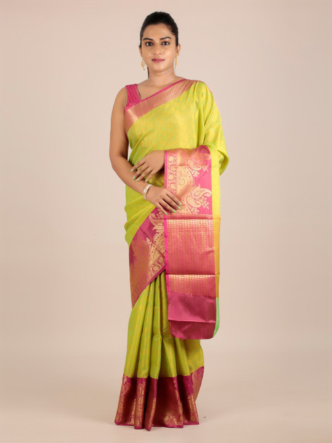 

Pothys Green & Pink Cotton Blend Woven Design Saree