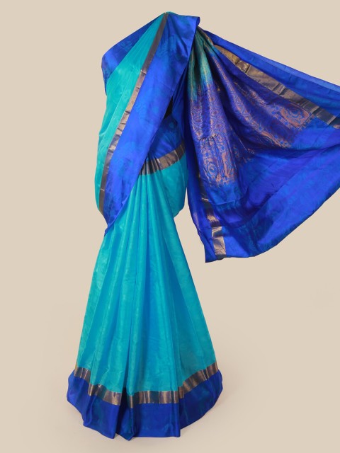 

Pothys Blue Solid Pure Silk Saree