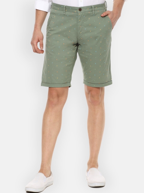 

Louis Philippe Mens Solid Green Cotton Shorts
