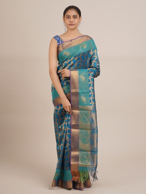 

Pothys Blue & Golden Woven Design Saree