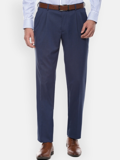 

Louis Philippe Men Navy Blue Regular Fit Solid Formal Trousers