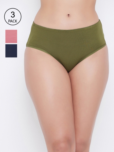 

Clovia Women Pack Of 3 Printed Hipster Briefs COMPN1095S, Navy blue