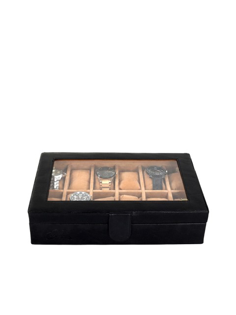 

Leather World Unisex 12 Slots Black Watch Organiser Box