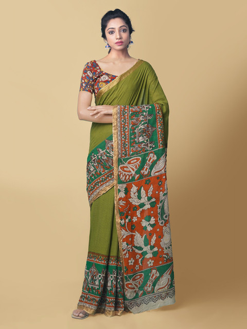 

Unnati Silks Green Printed Pure Cotton Saree