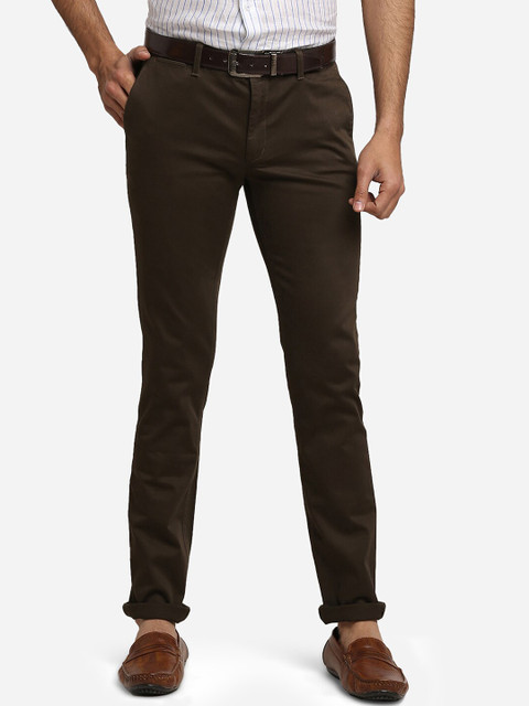 

Greenfibre Men Brown Slim Fit Solid Formal Trousers