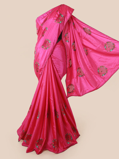 

Pothys Pink Embroidered Art Silk Saree