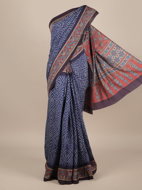 

Pothys Blue Printed Jute Silk Saree