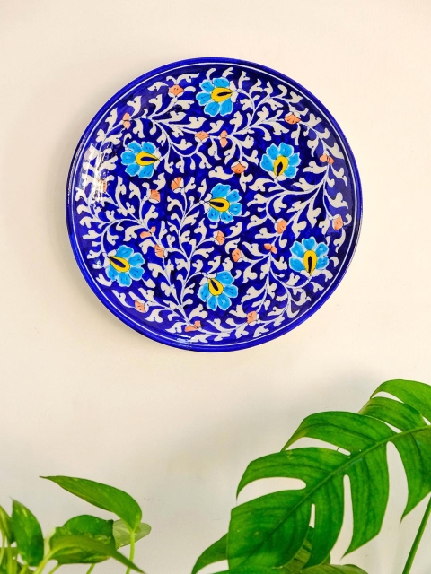 

Neerja Blue & White Floral Hand-Painted Handmade Pottery Wall Plate