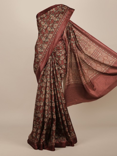 

Pothys Maroon Printed Jute Silk Saree