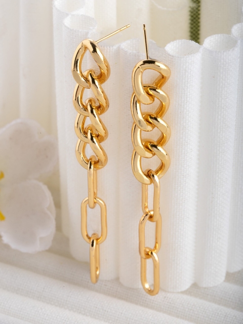 

CRZ Gold-Toned Contemporary Drop Earrings