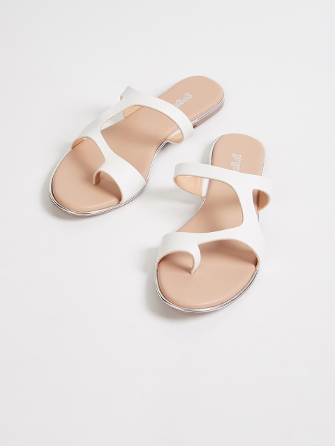 

Ginger by Lifestyle Women White Solid PU One Toe Flats
