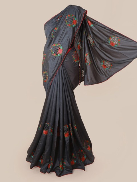 

Pothys Grey Embroidered Art Silk Saree