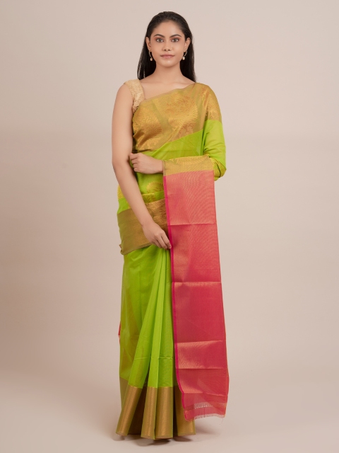 

Pothys Green & Golden Woven Design Saree