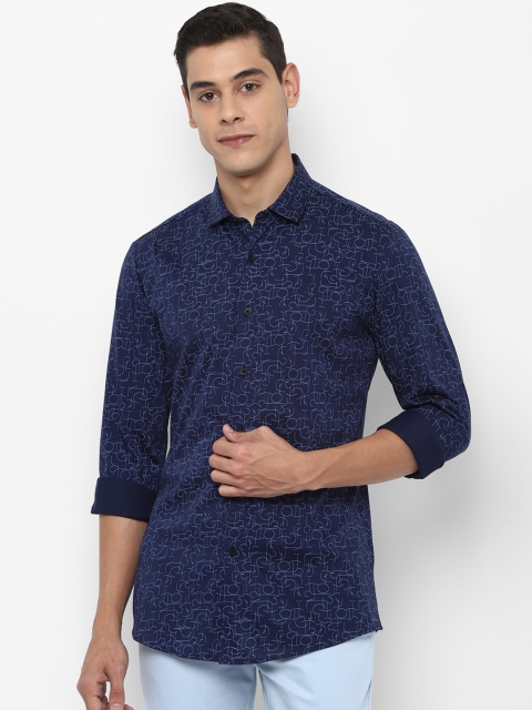

Allen Solly Men Navy Blue Slim Fit Printed Casual Shirt