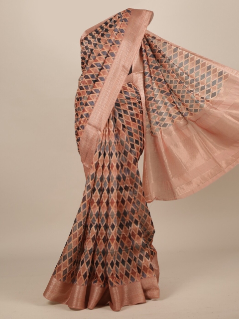 

Pothys Multicoloured Checked Jute Silk Saree, Multi