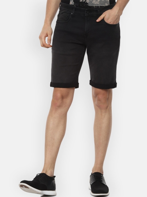 

Louis Philippe Jeans Men Black Solid Slim Fit Regular Shorts