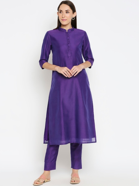 

Desi Weavess Women Purple Solid Kurta with Trousers