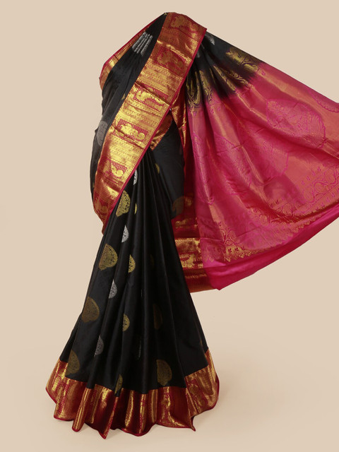 

Pothys Black Woven Design Pure Silk Saree