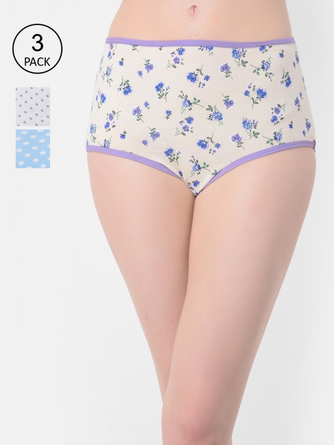 

Clovia Women Pack Of 3 Hipster Briefs COMPN1070, Off white