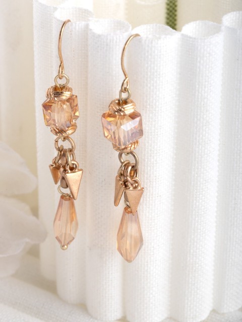 

CRZ Rose Gold-Toned Gold-Plated Beaded Contemporary Drop Earrings