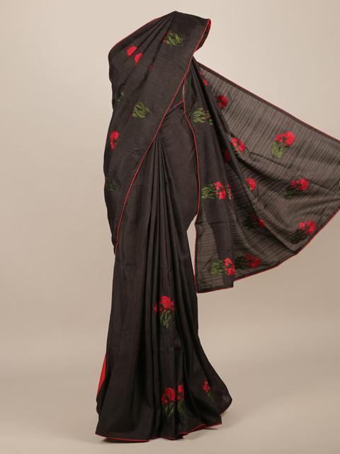 

Pothys Brown Embroidered Jute Silk Saree