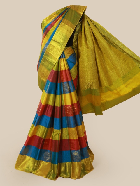

Pothys Multicoloured Colourblocked Pure Silk Saree, Multi