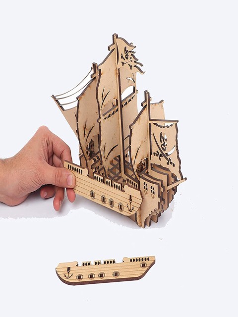 

Webby Kids Multicoloured 3D Wooden Pirate Ship Puzzle, Multi
