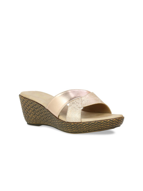 

Inc 5 Women Rose Gold-Toned Printed Wedges