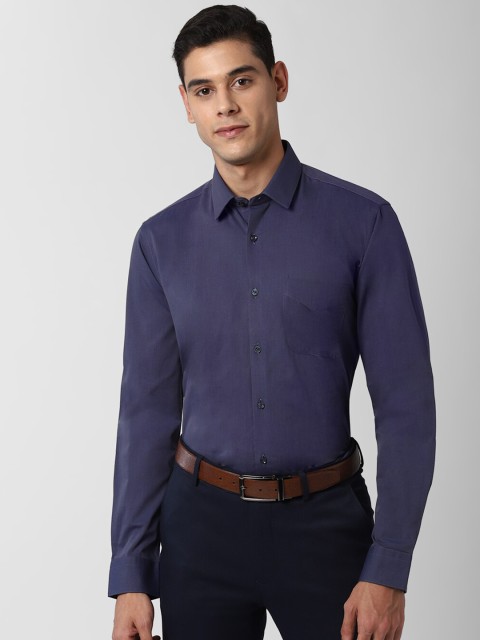 

Peter England Men Navy Blue Solid Regular Fit Pure Cotton Formal Shirt