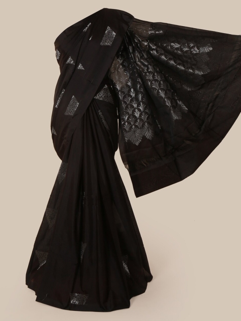 

Pothys Black & Silver-Toned Silk Cotton Woven Design Saree