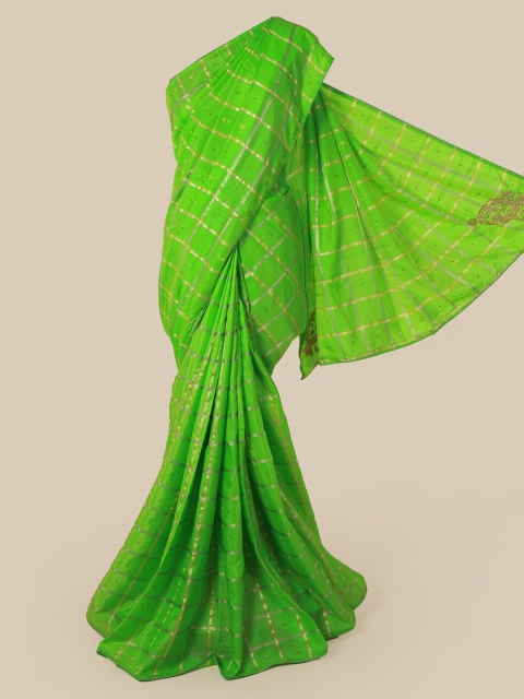 

Pothys Green Checked Art Silk Saree