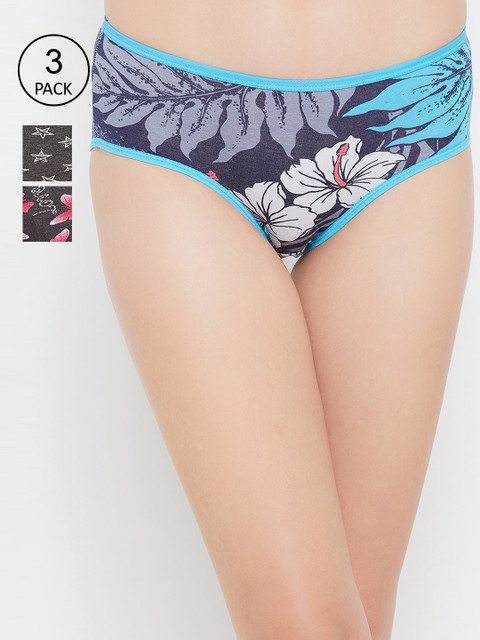 

Clovia Women Pack Of 3 Assorted Hipster Briefs COMPN1069S