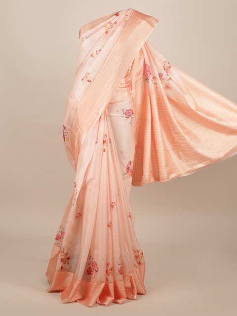 

Pothys Peach-Coloured Checked Jute Silk Saree