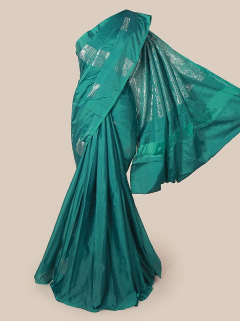 

Pothys Teal Woven Design Silk Cotton Saree